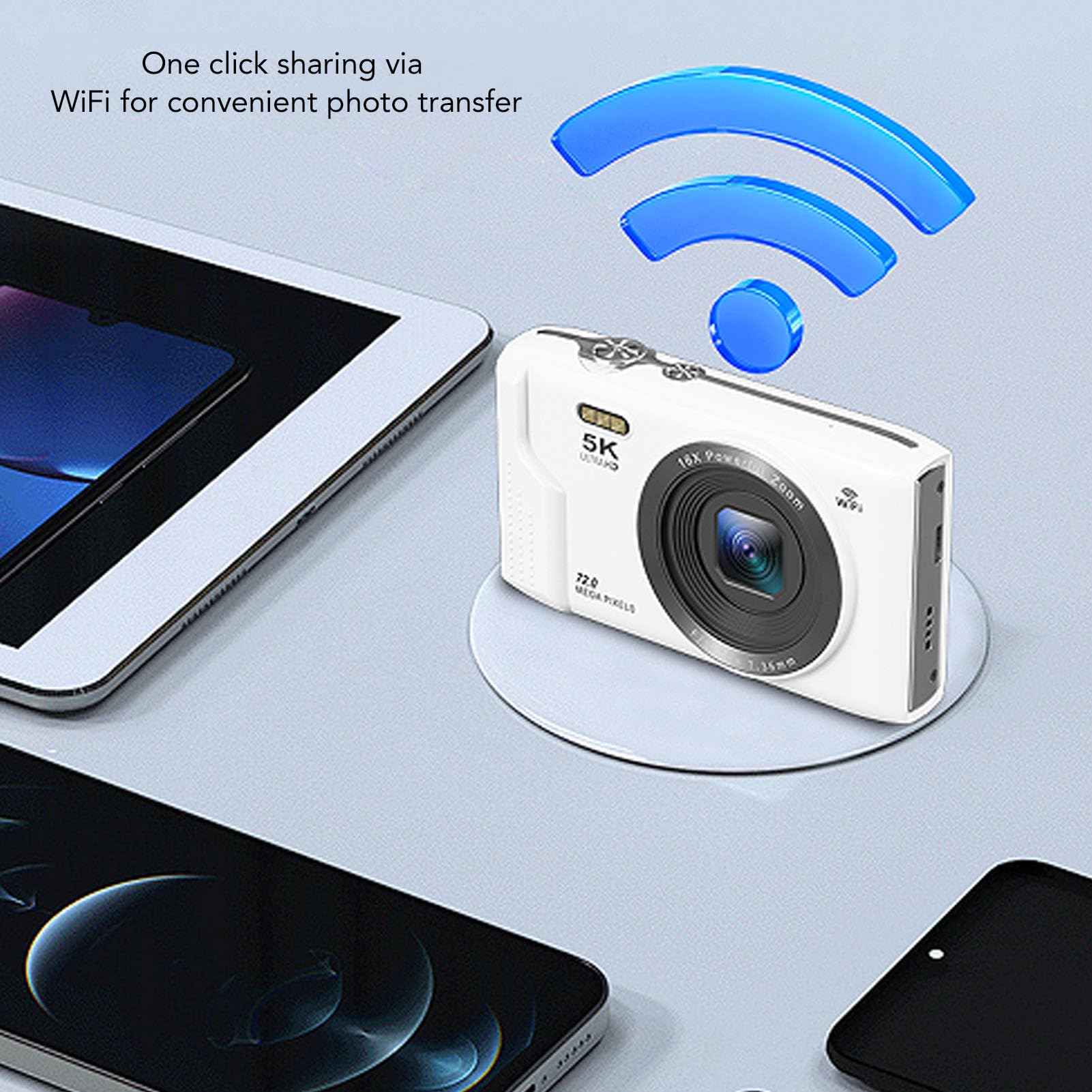 Amazon | 5Kデジタルカメラ、72MP UHD Wi-Fi Vlogカメラ、16倍ズーム